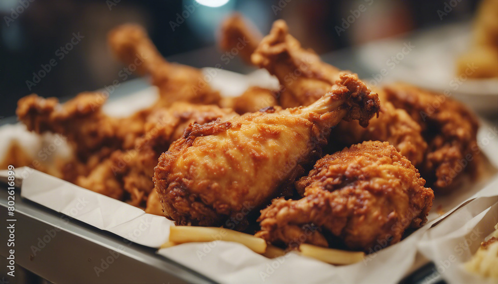 fried drumstick chicken in the mall food court, fast food
fried drumstick chicken in the mall food court, fast food