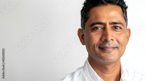 Warm and Expressive South Asian Man Headshot on White Background for Advertising and Branding © toodlingstudio