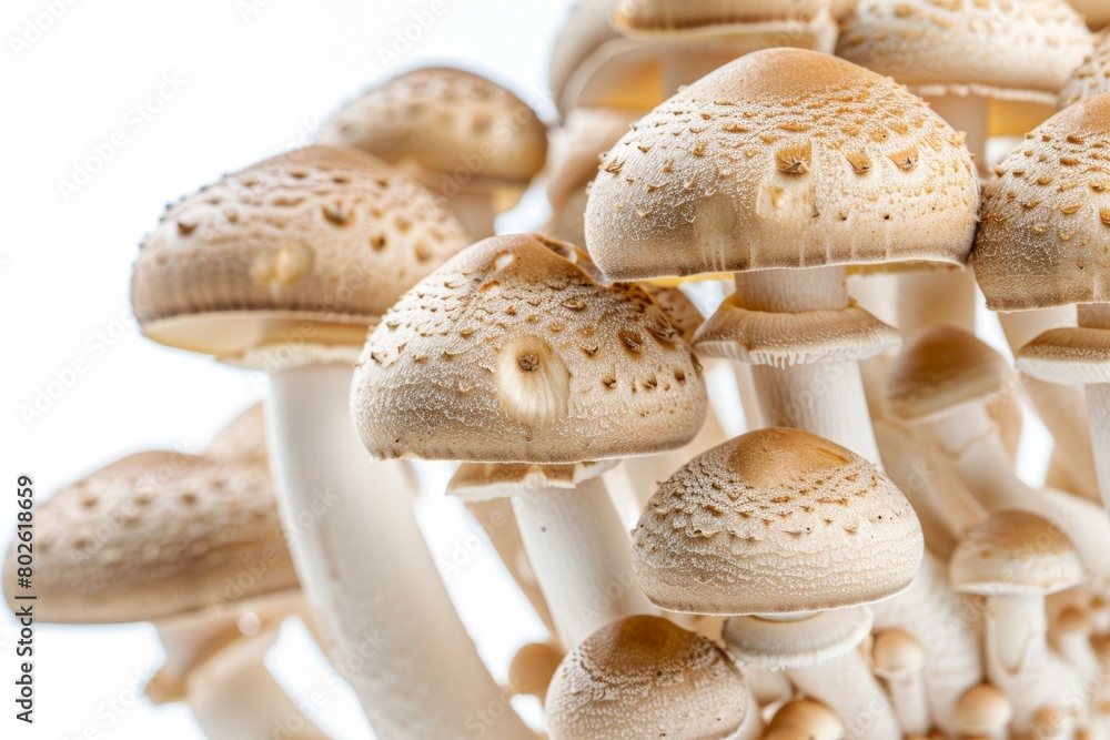 A bunch of mushrooms are shown in various stages of growth A bunch of mushrooms are shown in various stages of growth