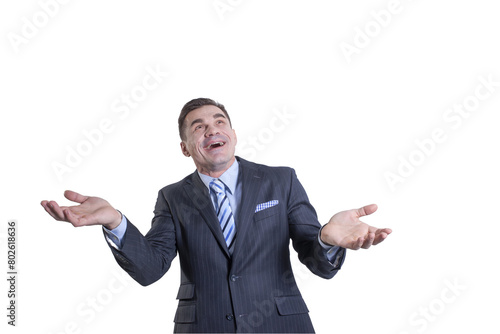 Fotografi The winner is a happy businessman rejoicing in success and good luck