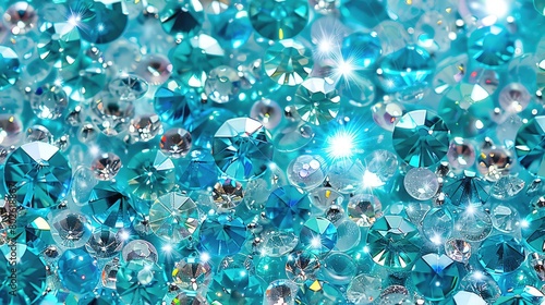 Shining Blue Gemstones in Artistic Layout 