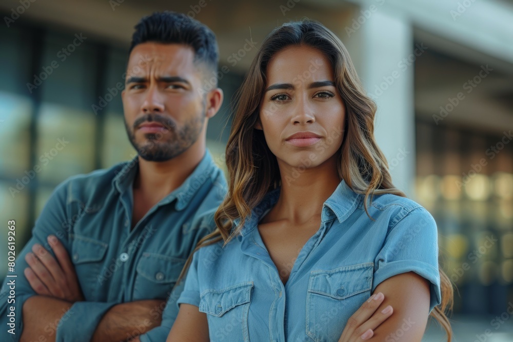 A man and a woman are standing next to each other A man and a woman are standing next to each other