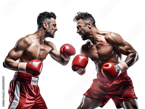 boxer in action wearing gloves for safety in their hands looking at each other © Fahad