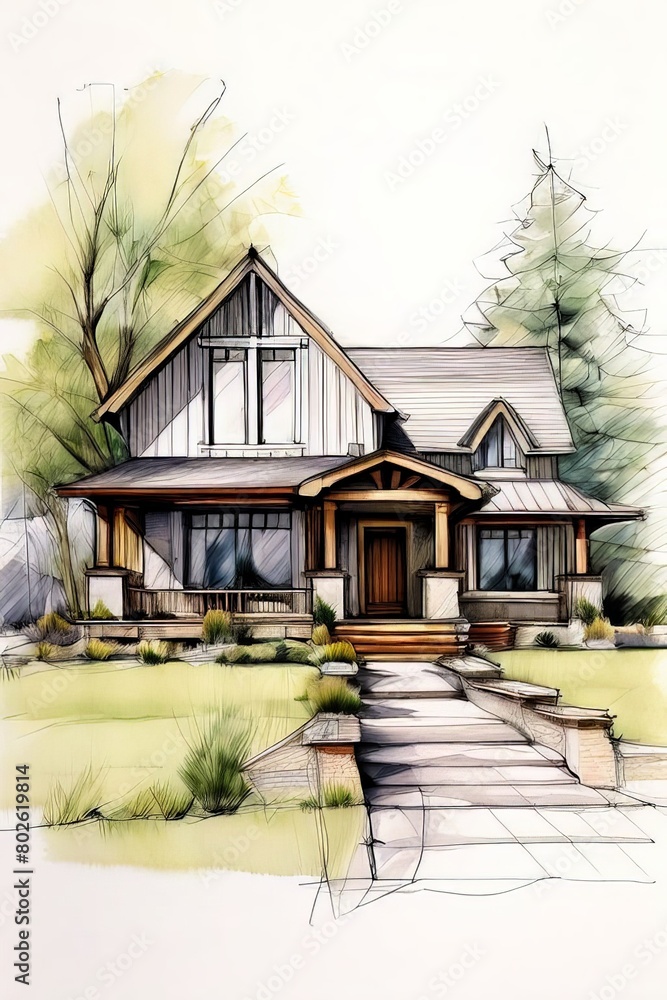 Fototapeta premium a house traditional architecture plan