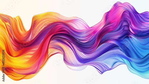  Intricate waves of color cascading over a blank white background, creating a dynamic and eye-catching abstract designy