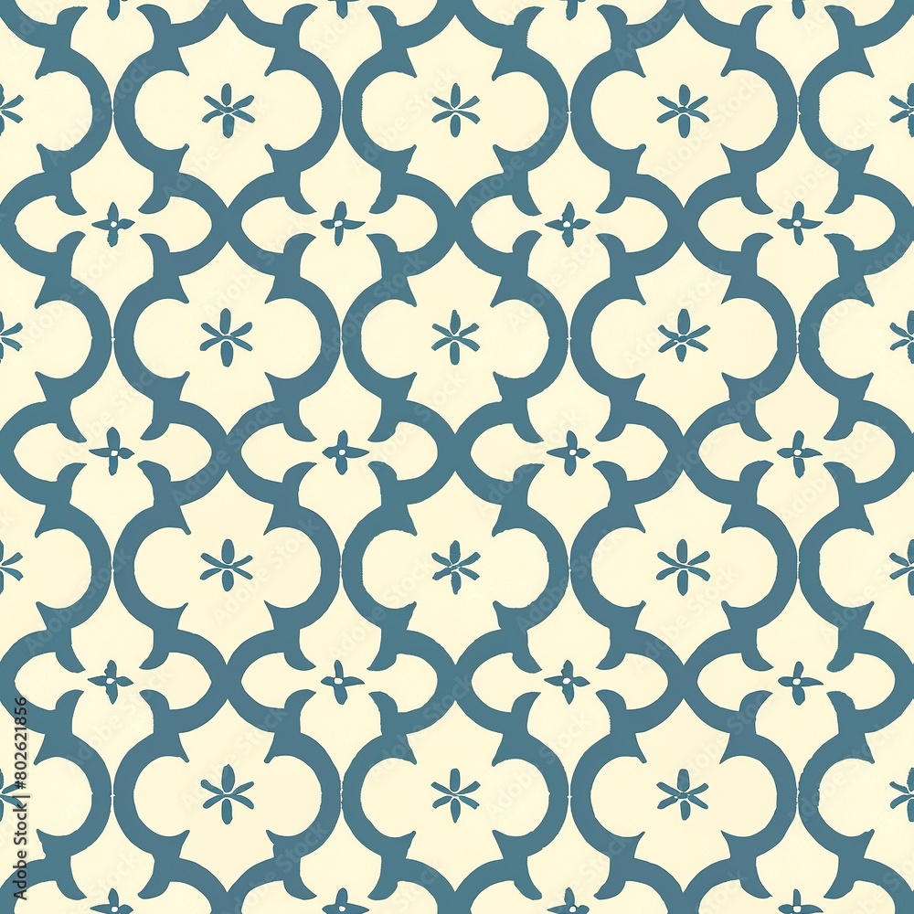 Seamless blue and white quatrefoil tile pattern Seamless blue and white quatrefoil tile pattern