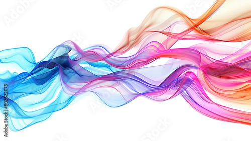  Intricate waves of color cascading over a blank white background, creating a dynamic and eye-catching abstract design