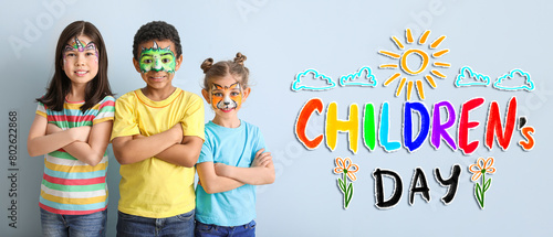 Funny children with face pa...