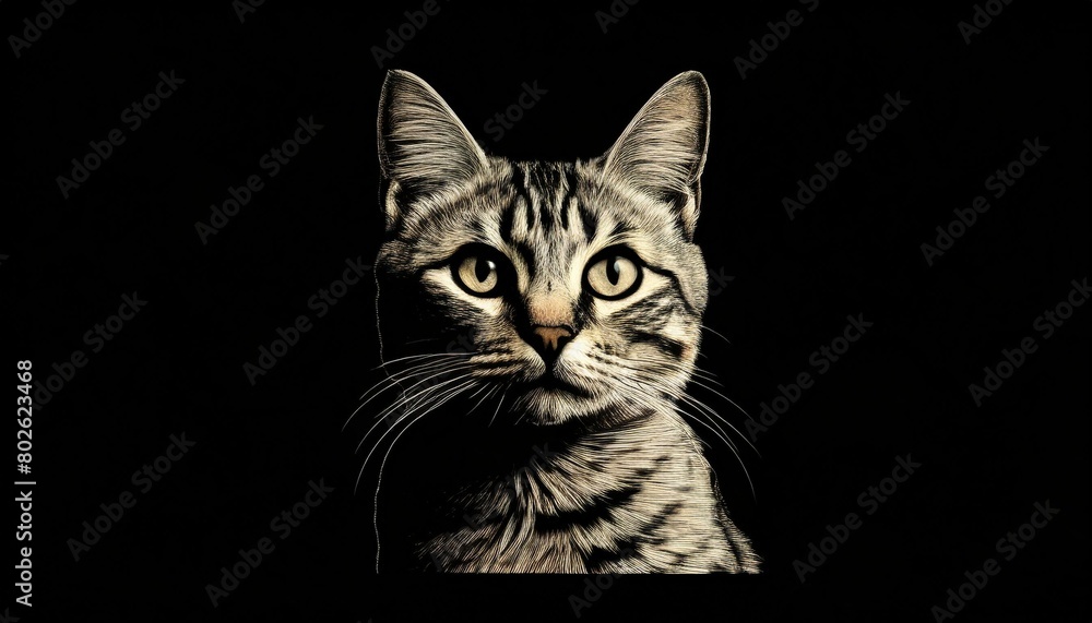 Portrait of a beautiful striped black and white cat close up Portrait of a beautiful striped black and white cat close up