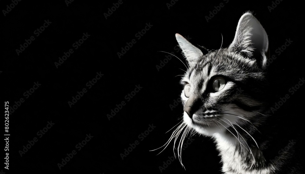 Portrait of a beautiful striped black and white cat close up Portrait of a beautiful striped black and white cat close up