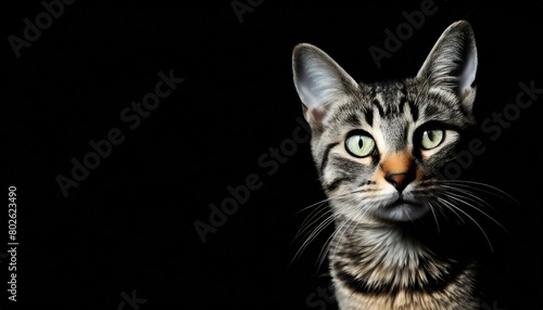 Portrait of a beautiful striped black and white cat close up © PM Design Creations