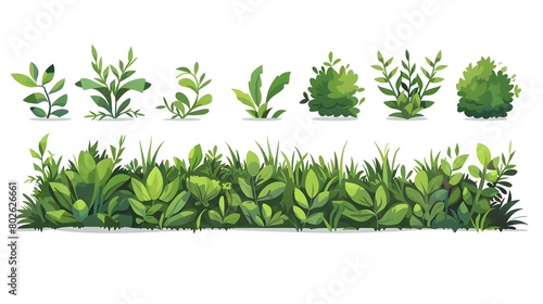 Wallpaper Mural  Simple Cartoon Illustration of Green Bush and Grass Border for Children's Book or Game Background Torontodigital.ca