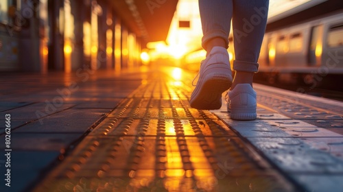 A person walking towards the light at the end of a tunnel.