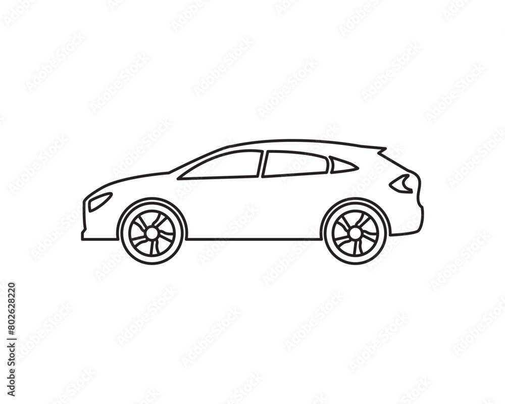 Car icon symbol Flat vector illustration silhouette. concept of auto, view, sport, race, transport, and automobile vector illustration.