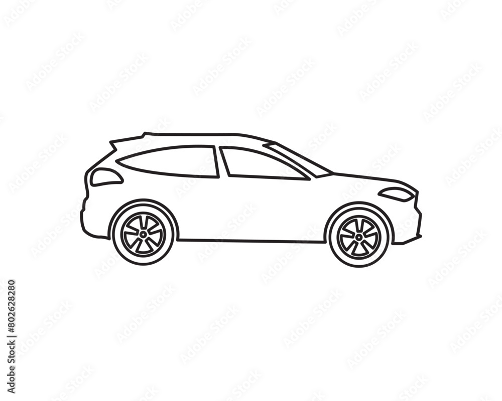 Naklejka premium Car icon symbol Flat vector illustration silhouette. concept of auto, view, sport, race, transport, and automobile vector illustration.