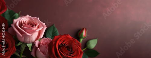 Bouquet of fresh roses  concept for Valentine s Day background