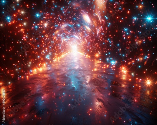 Visual Representation of a Space Tunnel with Vibrant Stars and Light, Symbolizing High-Speed Travel