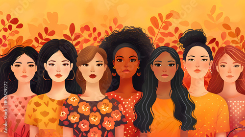 An illustration celebrating International Women's Day on 8 March, featuring vibrant colors and floral designs.