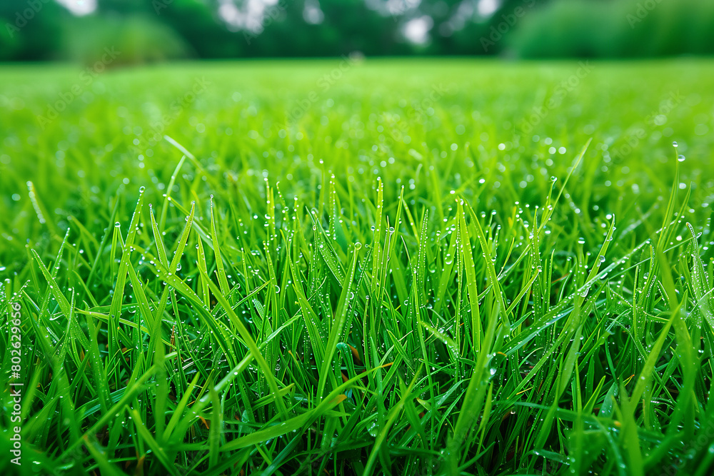 Fototapeta premium 朝露の草