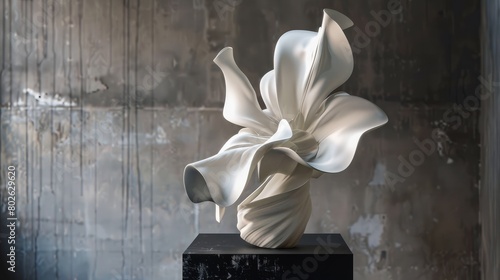 Graceful White Flower Art in Urban Style
