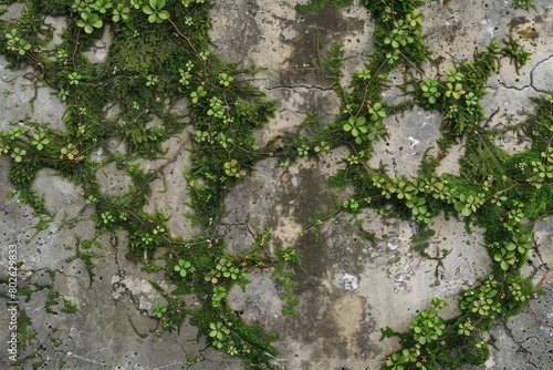 the growth of moss on the surface of the concrete wall looks unique - generative ai