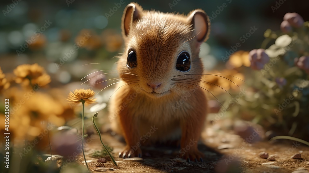 little squirrel in the forest. Created with Generative AI. little squirrel in the forest. Created with Generative AI.