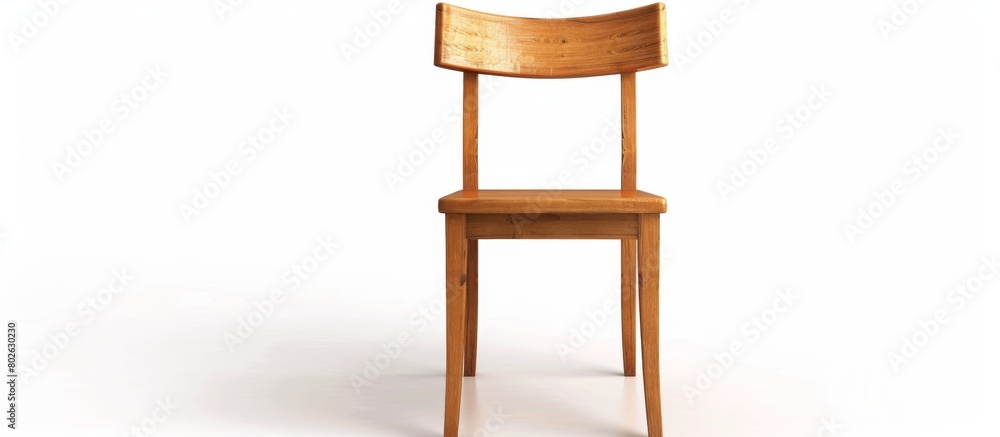 A simple wooden chair is placed on a clean white surface, showcasing a minimalistic design A simple wooden chair is placed on a clean white surface, showcasing a minimalistic design