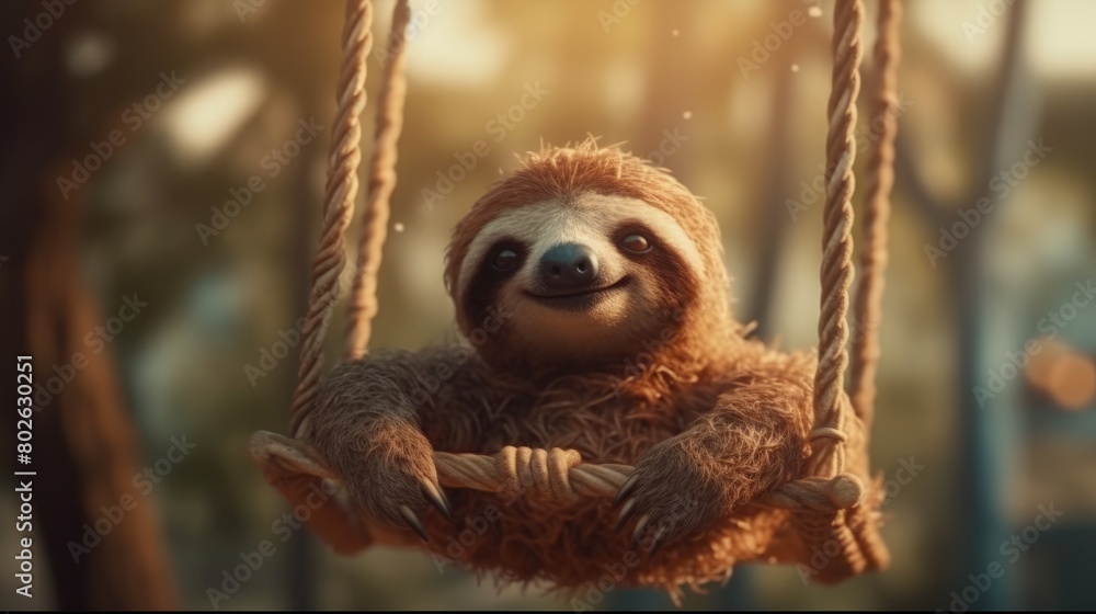 Obraz premium cute baby sloth. Created with Generative AI.
