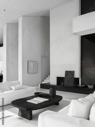 a white and black living room
