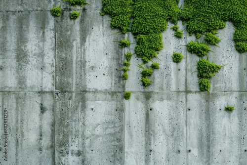 the growth of moss on the surface of the concrete wall looks unique - generative ai