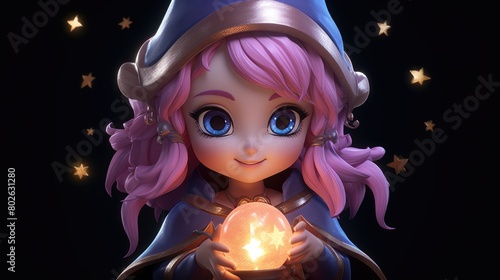 cute magician girl. Created with Generative AI.	