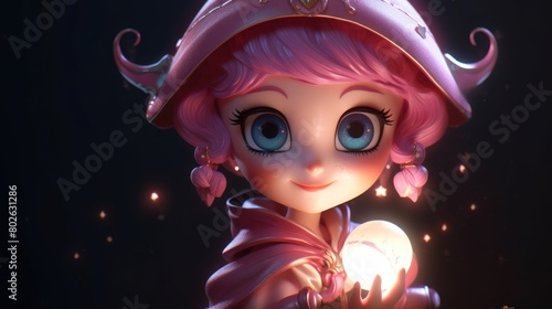 cute magician girl. Created with Generative AI.	