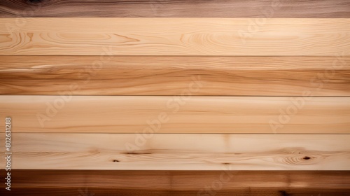 Aerial view of smooth planed wood boards  lined up for an organized  clean background 