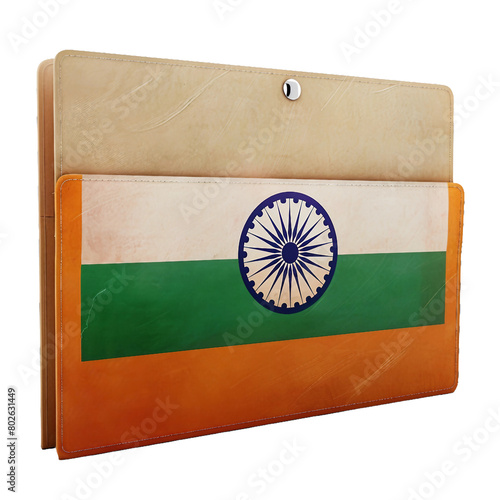 folder with india flag theme, isolated PNG, white background photo