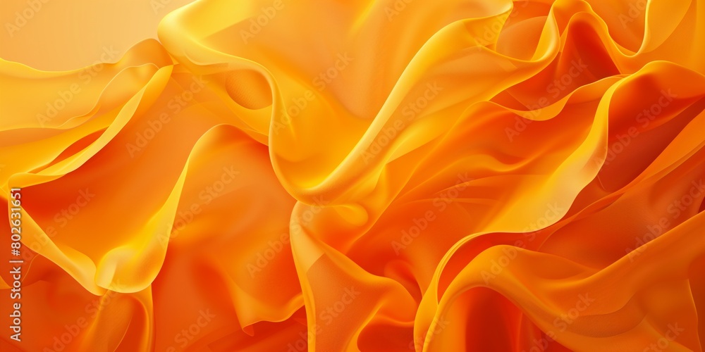 Fototapeta premium Abstract Background with 3D Wave Bright Gold and orange Gradient Silk Fabric, vivid colorful orange backgrounds.