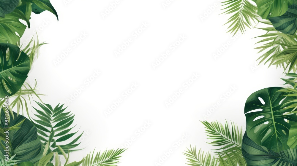 Artistic and simple presentation of tropical greenery on a white canvas, perfect for creative and design-focused projects,