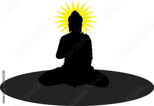 Silhouette Gautam Buddha Vector Image