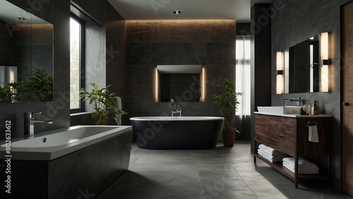 modern bathroom interior generative ai © sanverrstudio