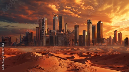 buildings in the middle of the vast desert photo