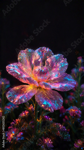 Flower background with glow and sparkles effect