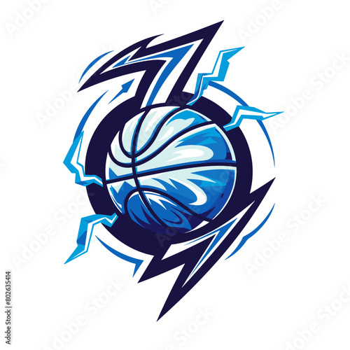 basketball exploding in a flash of lightning
