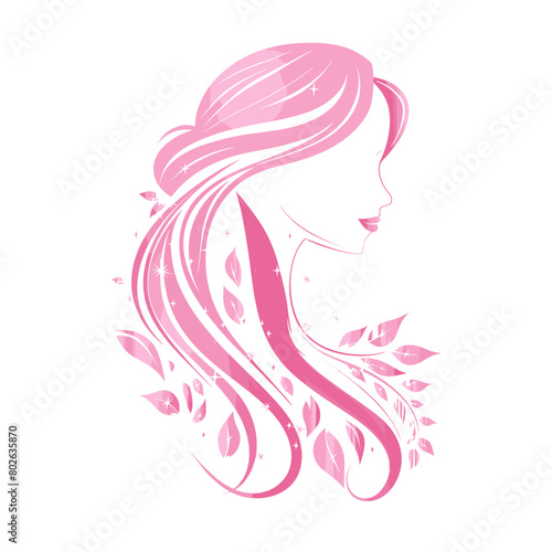 woman   s hair flows seamlessly into the stars and leaves  symbolizing a connection with nature