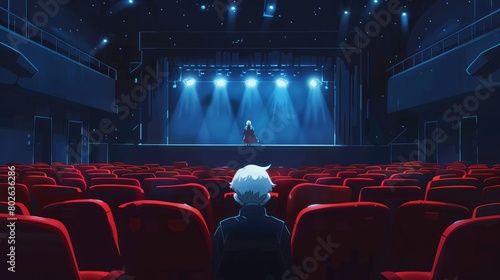 Elderly Man Contemplates Empty Stage
