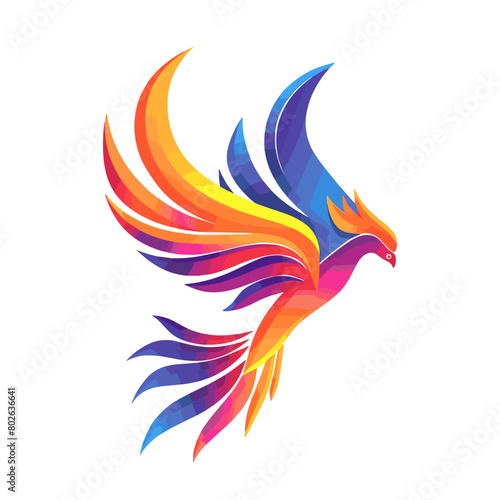 colorful depiction of a mythical phoenix, a symbol of rebirth and renewal