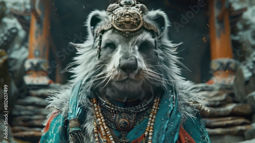 Mystical Chief with Tribal Crown and Robes 