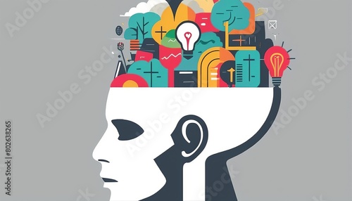 Wallpaper Mural Unveiling the Mind: A Captivating Illustration of Human Thoughts Emerging from a Head Torontodigital.ca