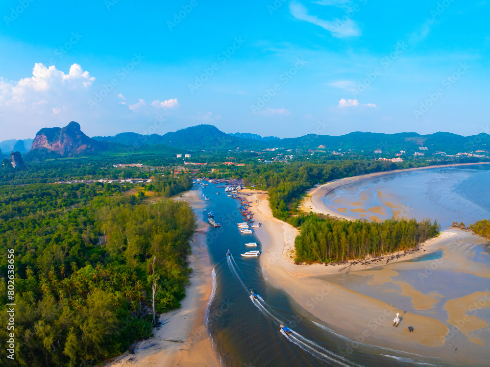 Aerial view Beautiful sea in summer season in Thailand