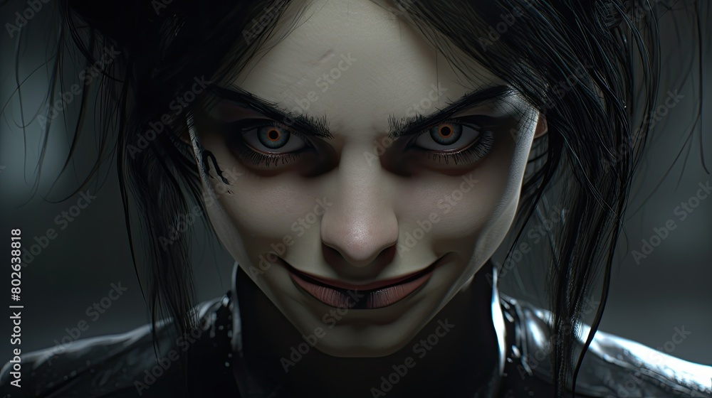 Sinister dark-haired woman with piercing eyes Sinister dark-haired woman with piercing eyes