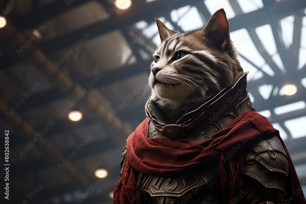 Heroic feline warrior in battle armor Heroic feline warrior in battle armor