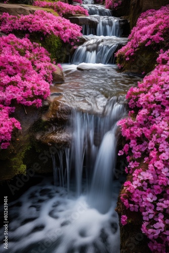 Vibrant Floral Waterfall Landscape